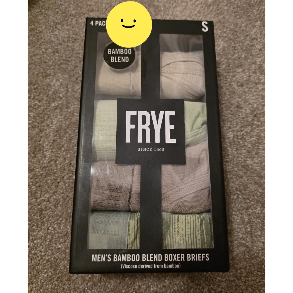 FRYE BAMBOO BLEND BOXER BRIEFS - 4 PACK - NWT - SMALL S- GREEN & TAN EARTH TONES